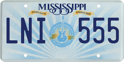 MS license plate LNI555