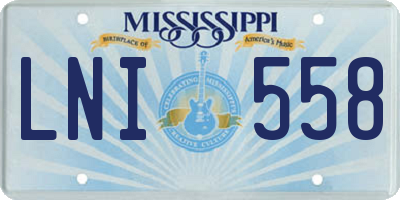 MS license plate LNI558