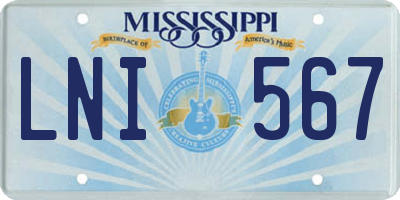 MS license plate LNI567