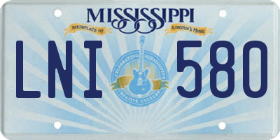 MS license plate LNI580