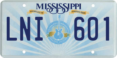 MS license plate LNI601