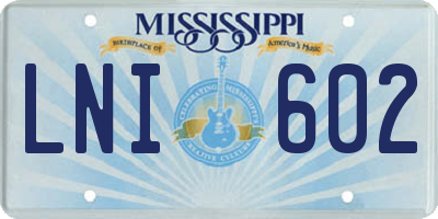 MS license plate LNI602