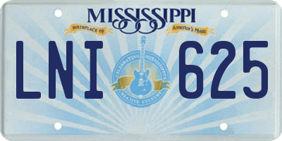 MS license plate LNI625