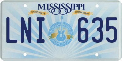 MS license plate LNI635