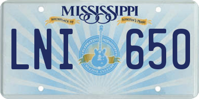 MS license plate LNI650
