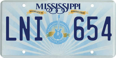 MS license plate LNI654