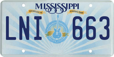 MS license plate LNI663
