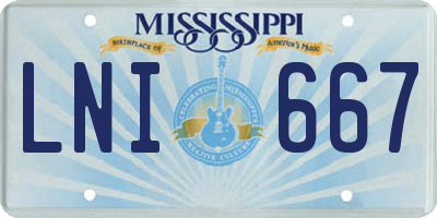 MS license plate LNI667
