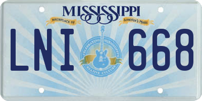 MS license plate LNI668