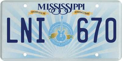 MS license plate LNI670