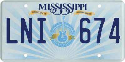 MS license plate LNI674