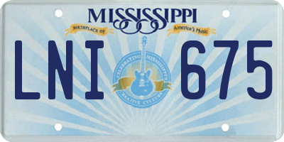 MS license plate LNI675