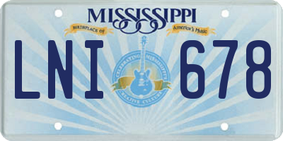 MS license plate LNI678