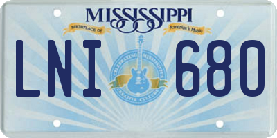 MS license plate LNI680