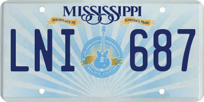 MS license plate LNI687