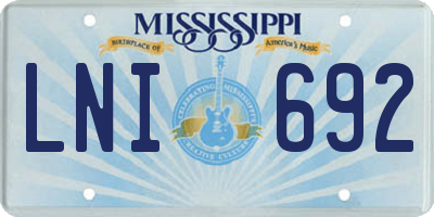 MS license plate LNI692