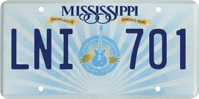 MS license plate LNI701