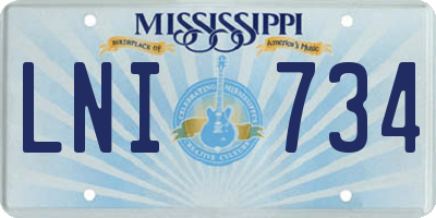 MS license plate LNI734