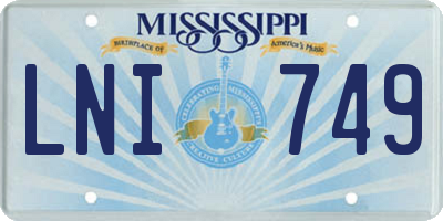 MS license plate LNI749