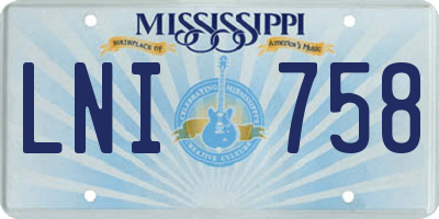 MS license plate LNI758