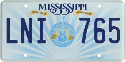 MS license plate LNI765