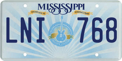 MS license plate LNI768