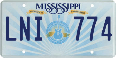 MS license plate LNI774