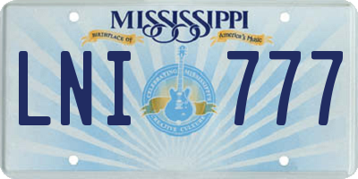 MS license plate LNI777
