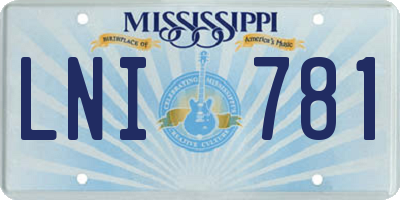 MS license plate LNI781