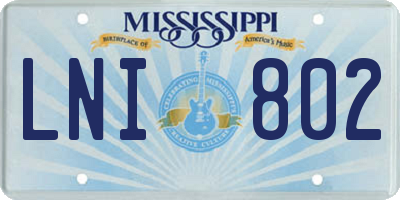 MS license plate LNI802