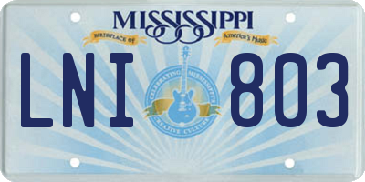 MS license plate LNI803