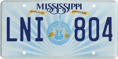 MS license plate LNI804