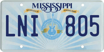 MS license plate LNI805