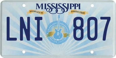 MS license plate LNI807