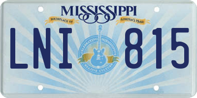 MS license plate LNI815