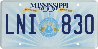 MS license plate LNI830