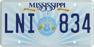 MS license plate LNI834
