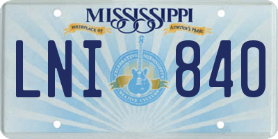 MS license plate LNI840