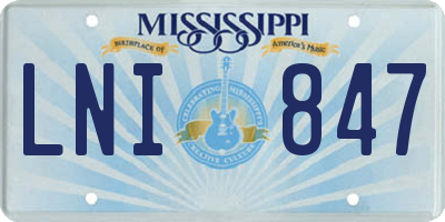 MS license plate LNI847