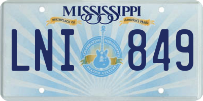 MS license plate LNI849