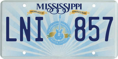MS license plate LNI857