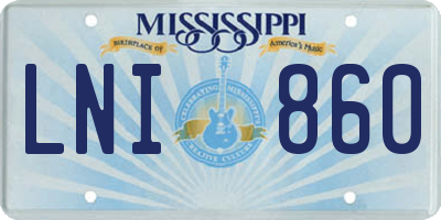 MS license plate LNI860
