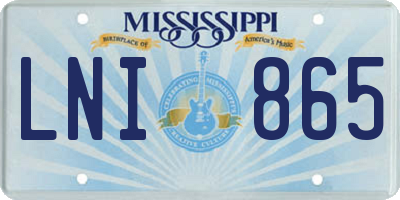 MS license plate LNI865