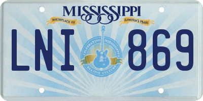MS license plate LNI869
