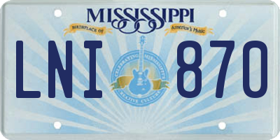 MS license plate LNI870