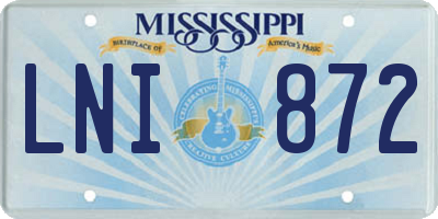 MS license plate LNI872