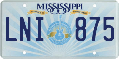 MS license plate LNI875