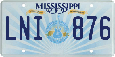 MS license plate LNI876