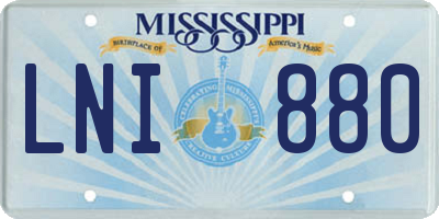 MS license plate LNI880