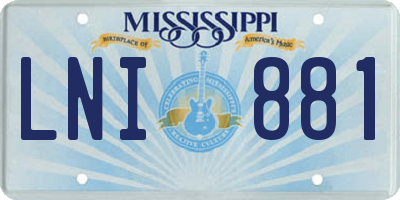 MS license plate LNI881